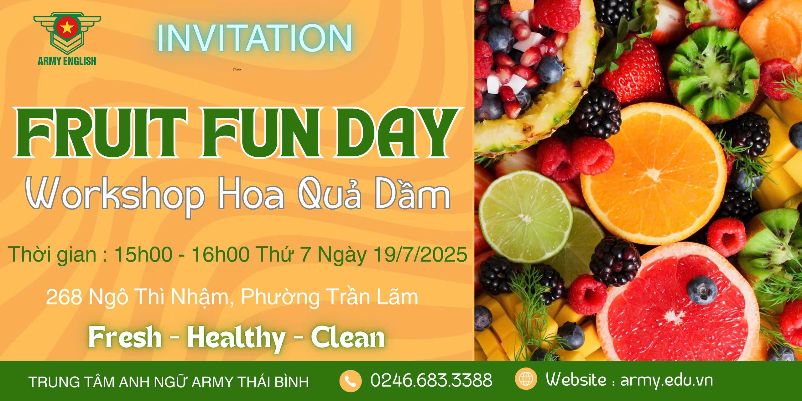 🌈 STEAM WORKSHOP “BÉ KHÉO TAY LÀM HOA QUẢ DẦM – GIẢI NHIỆT MÙA HÈ” TẠI ARMY ENGLISH 🍓🍧